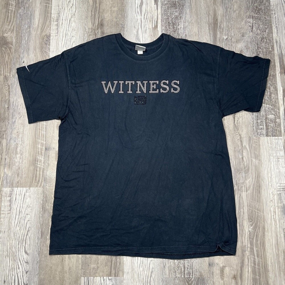 Vintage T Shirt Womens 2XL Black Witness Crew Neck‎ Short Sleeve